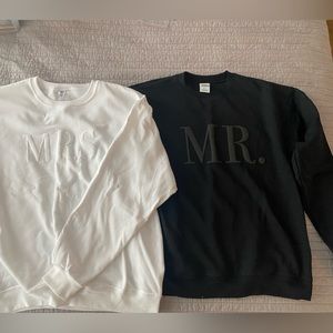 Mr. & Mrs. Embossed Matching Crewneck Sweatshirts